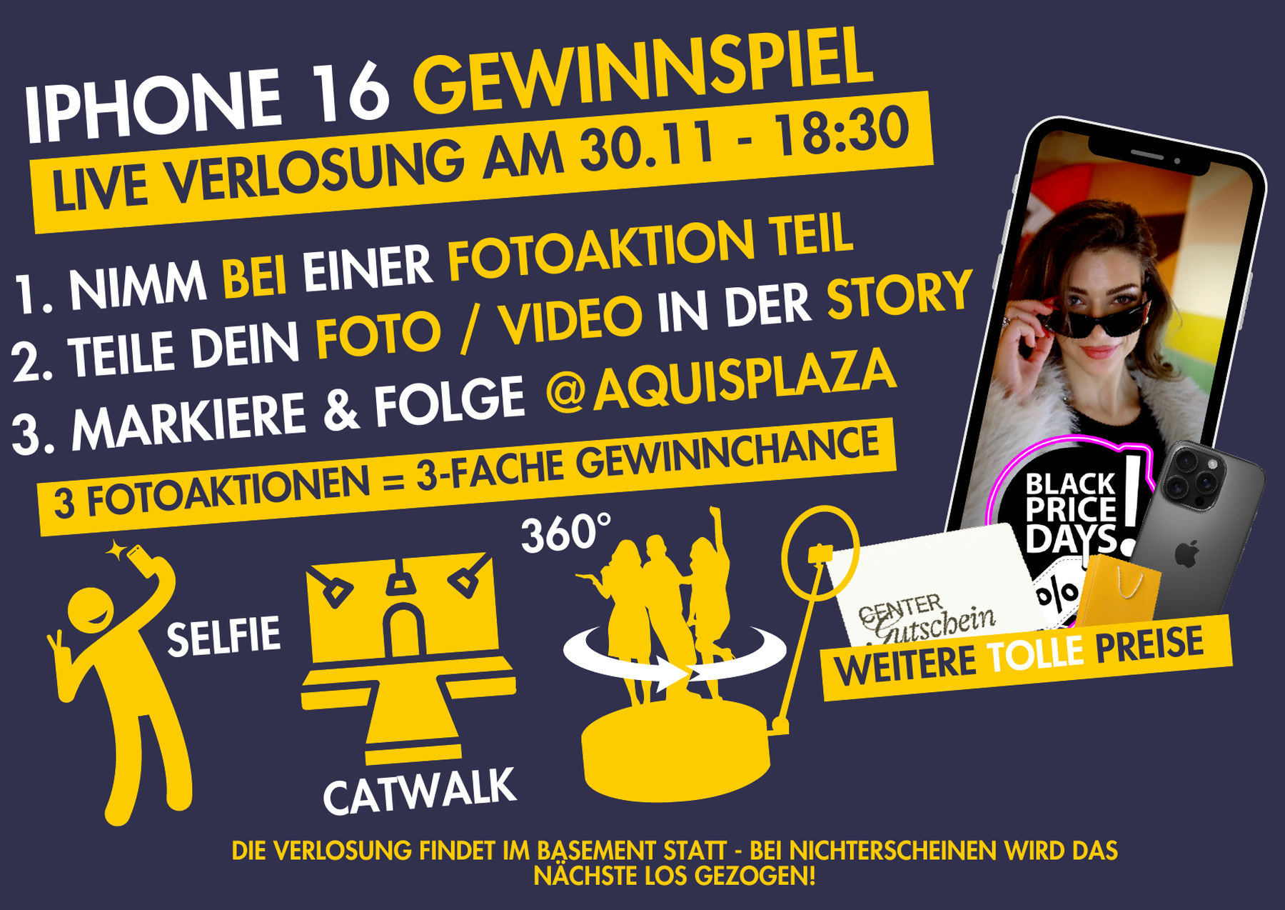 Originalflyer der Black Price Days mit Gewinnmechanik und Live-Verlosung